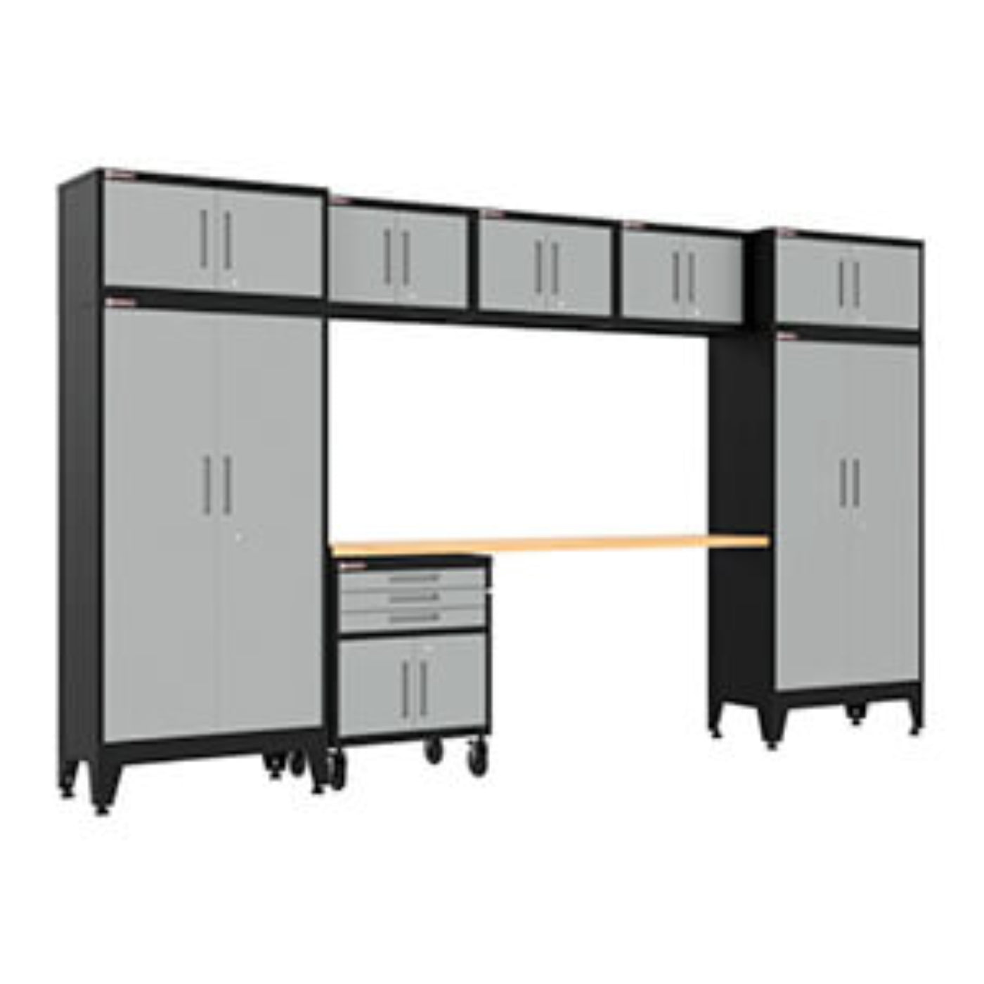 Armadillo Tough Grey 9-Piece Garage Cabinet Set with Levelers and Casters - AR9PC124G