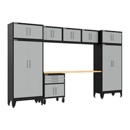 Armadillo Tough Grey 9-Piece Garage Cabinet Set with Levelers and Casters - AR9PC124G