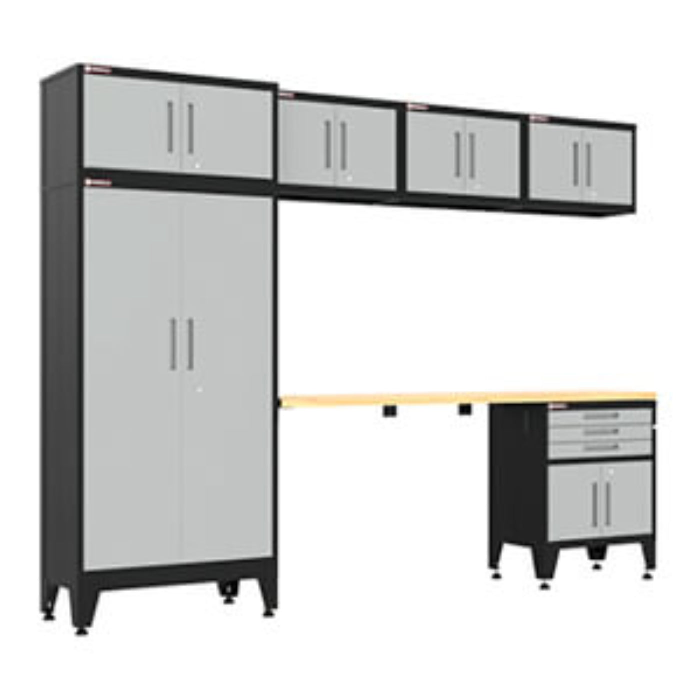 Armadillo Tough Grey 7-Piece Garage Cabinet Set with Levelers and Casters - AR7PC125G