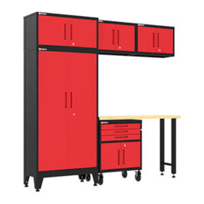 Armadillo Tough Red 6-Piece Garage Cabinet Set with Levelers and Casters - AR6PC128R