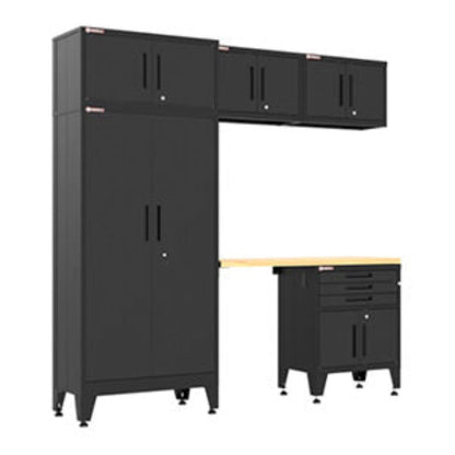Armadillo Tough Black 6-Piece Garage Cabinet Set with Levelers - AR6PC129B