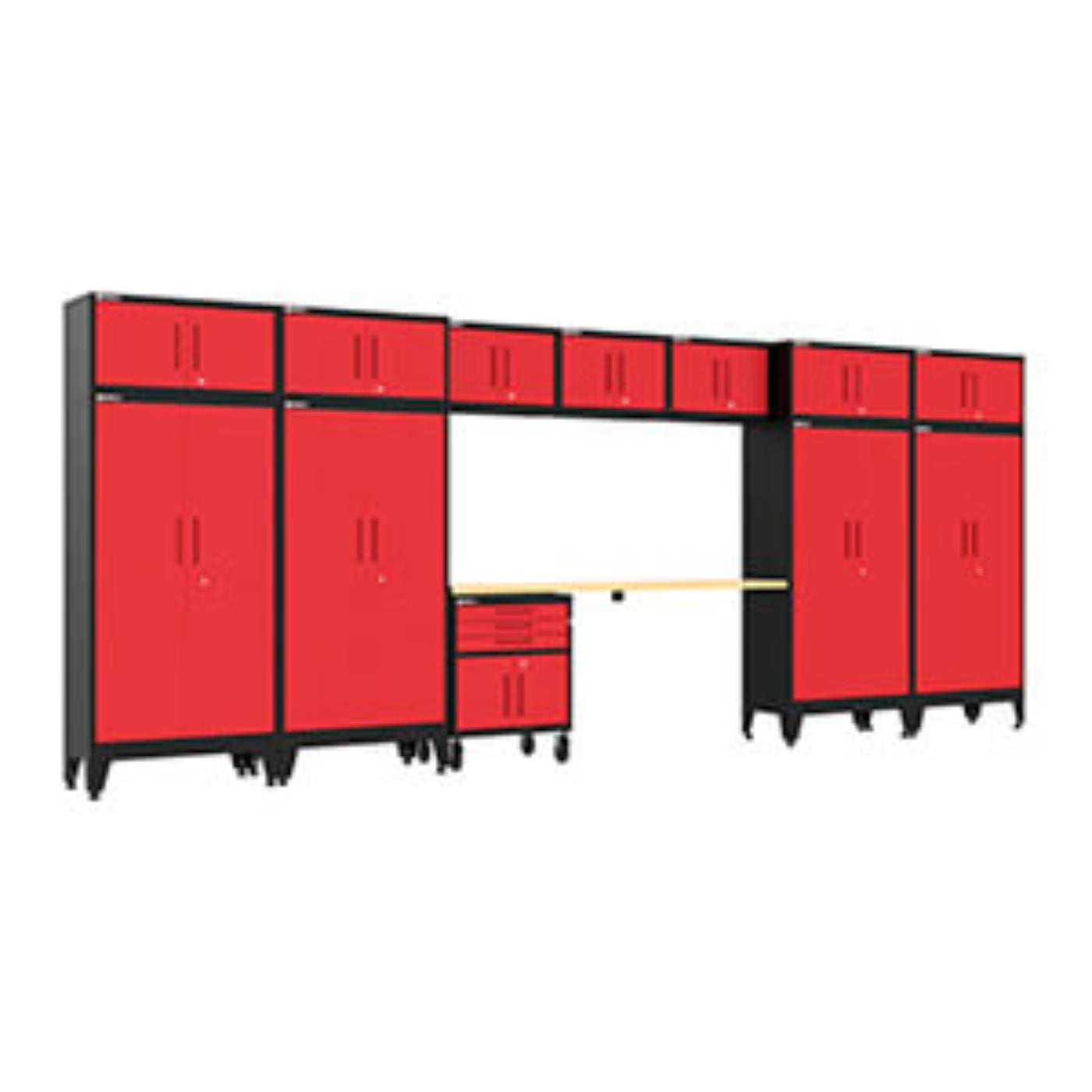 Armadillo Tough Red 13-Piece Garage Cabinet Set with Levelers and Casters - AR13PC131R