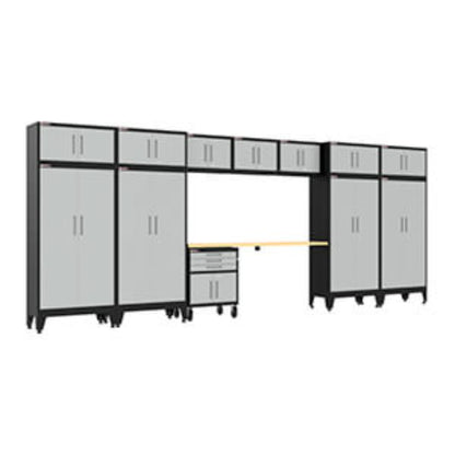 Armadillo Tough Grey 13-Piece Garage Cabinet Set with Levelers and Casters - AR13PC131G