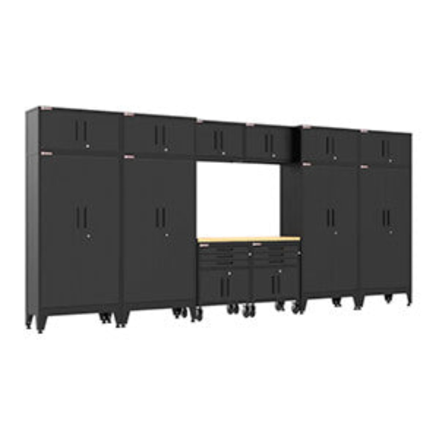 Armadillo Tough Black 13-Piece Garage Cabinet Set with Levelers and Casters - AR13PC132B