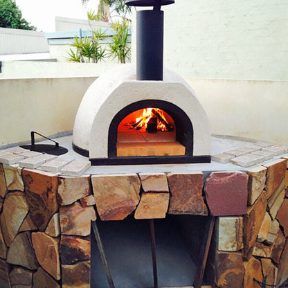 WPPO 39" x 50" x 25" DIY Tuscany Wood-Fired Outdoor Pizza Oven Kit with Stainless Steel Flue and Black Door WDIY-ADFUN - WDIY-ADFUN