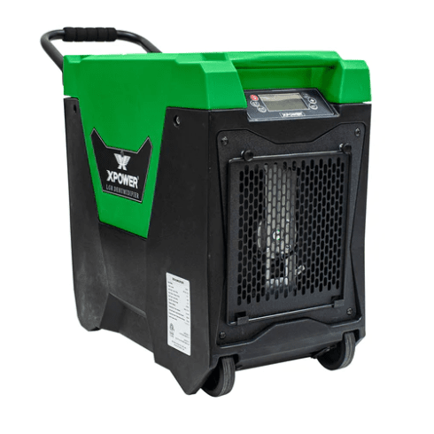 XPOWER XD-85L2 Commercial LGR Dehumidifier with Automatic Purge Pump, Drainage Hose, Handle and Wheels for Water Damage Restoration, Clean-up Flood, Basement, Mold, Mildew - XP-XD-85L2-Green