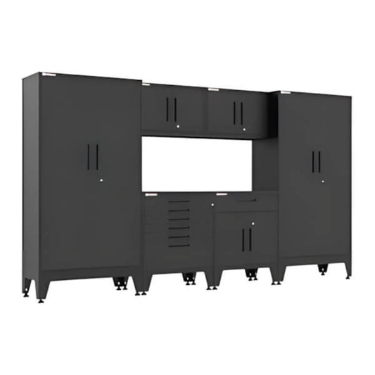 Armadillo Tough Black 6-Piece Garage Cabinet Set with Levelers