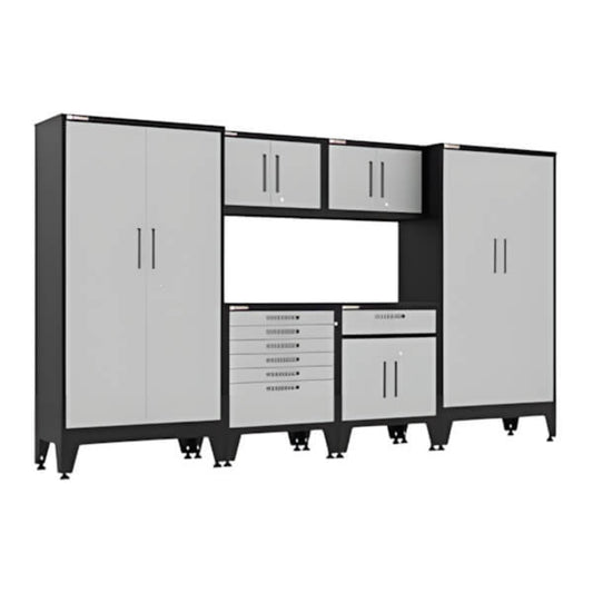 Armadillo Tough Grey 6-Piece Garage Cabinet Set with Levelers and Casters - AR6PC135G