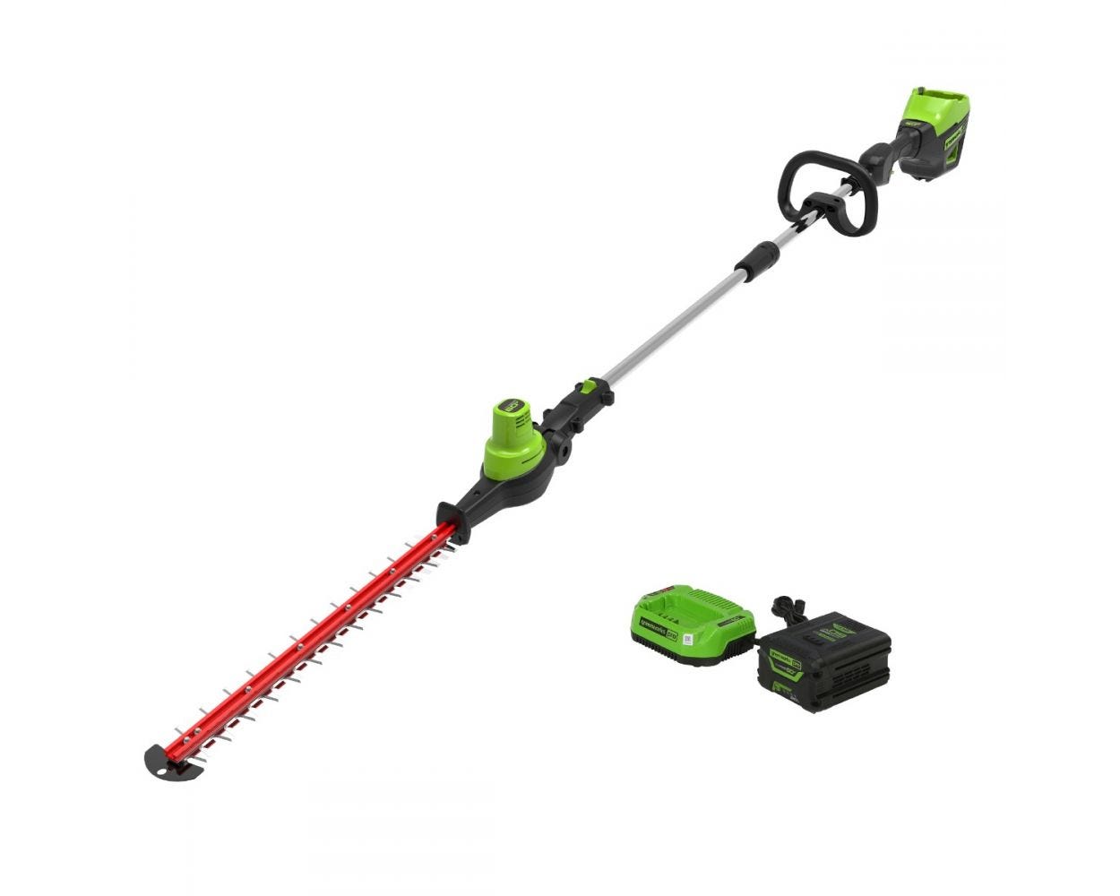 Greenworks 60V 20" Cordless Battery Pole Hedge Trimmer & 610 CFM Leaf Blower Combo Kit - 1317502-VK w/ 2.0Ah & 2.5Ah Battery & (2) Chargers