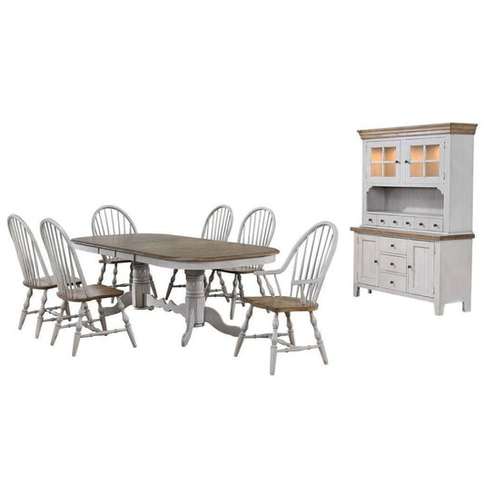 Sunset Trading Country Grove 8 Piece 96" Oval Double Pedestal Extendable Dining Table Set - DLU-CG4296-30AGOBH8