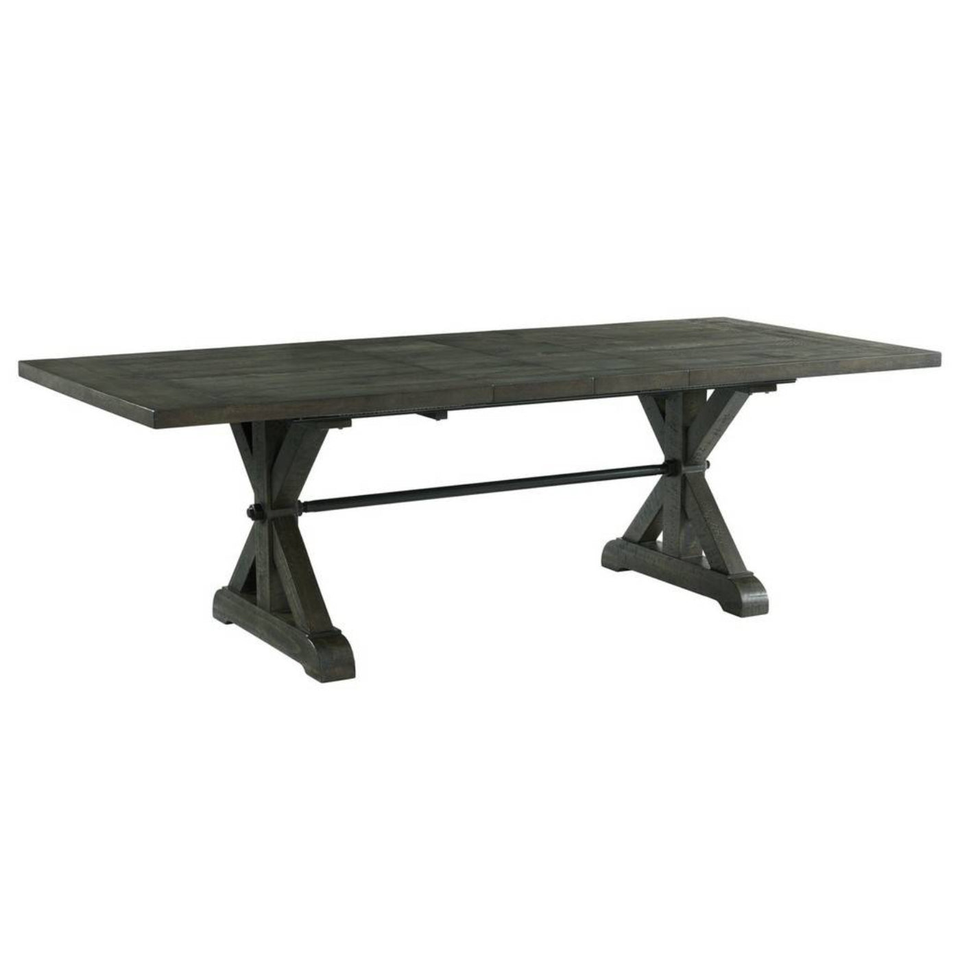 Sunset Trading Trestle 96" Rectangular Extension Pedestal Dining Table | Distressed Gray Wood -  ED-SK100