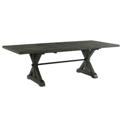 Sunset Trading Trestle 96" Rectangular Extension Pedestal Dining Table | Distressed Gray Wood -  ED-SK100