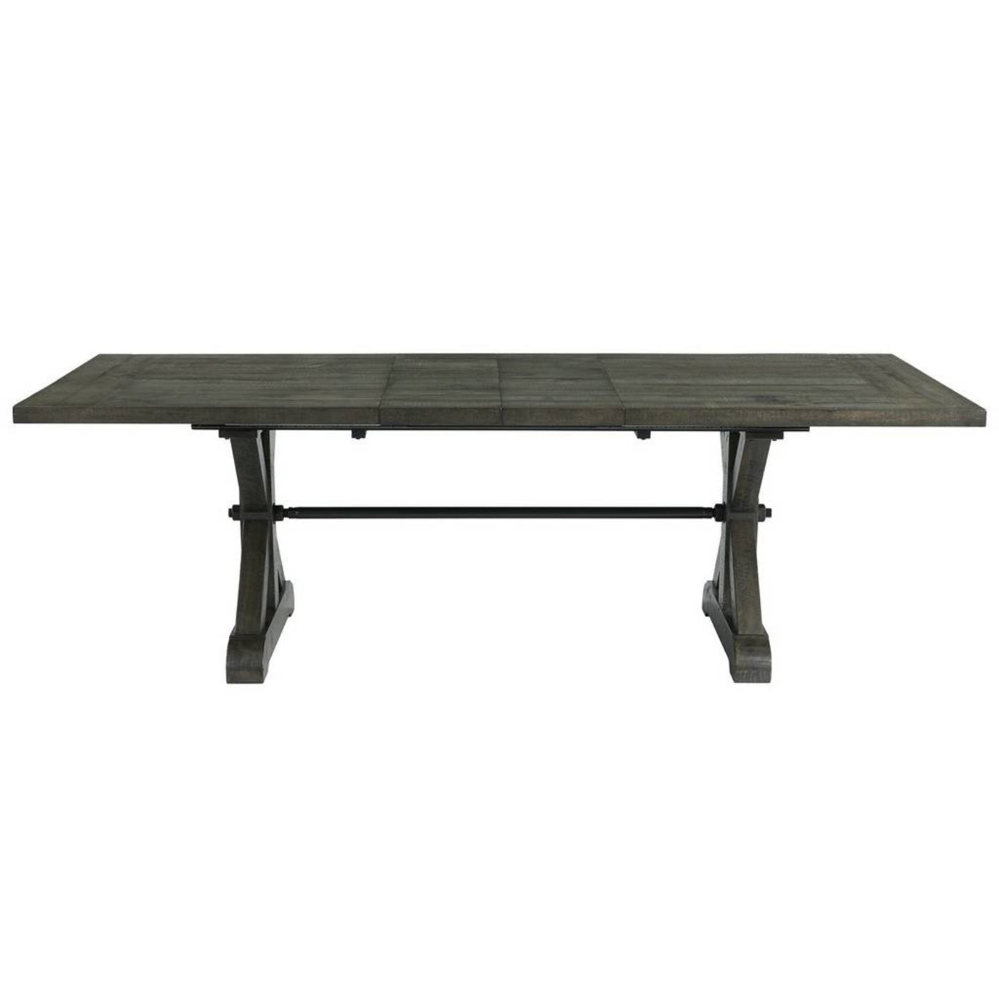 Sunset Trading Trestle 96" Rectangular Extension Pedestal Dining Table | Distressed Gray Wood -  ED-SK100