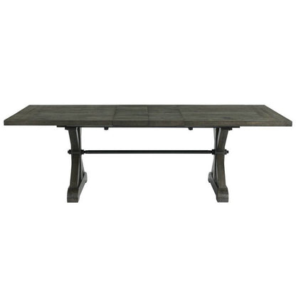 Sunset Trading Trestle 96" Rectangular Extension Pedestal Dining Table | Distressed Gray Wood -  ED-SK100