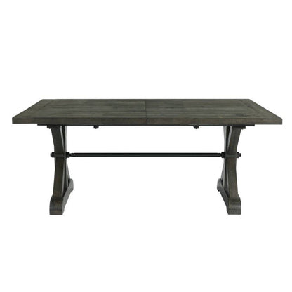 Sunset Trading Trestle 96" Rectangular Extension Pedestal Dining Table | Distressed Gray Wood -  ED-SK100