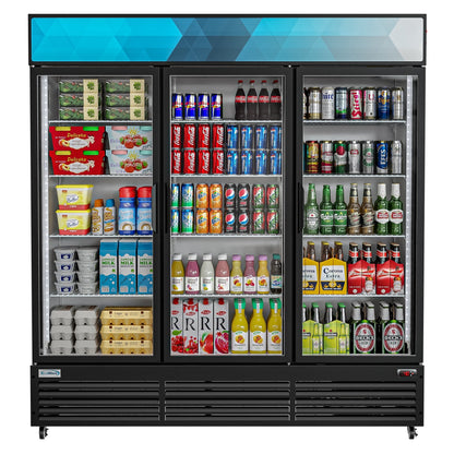 KOOLMORE 71 in. Three-Door Merchandiser Refrigerator - 56 Cu Ft. -  MDR-3GD-63C
