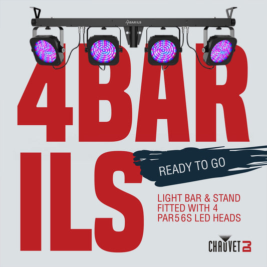 CHAUVET 4 BAR 4BAR DMX LED Stage Wash Light System w/ Case, Foot Switch & Tripod - 23916