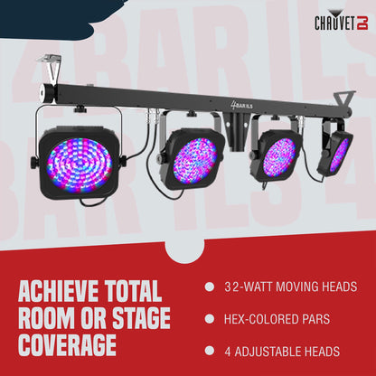 CHAUVET 4 BAR 4BAR DMX LED Stage Wash Light System w/ Case, Foot Switch & Tripod - 23916
