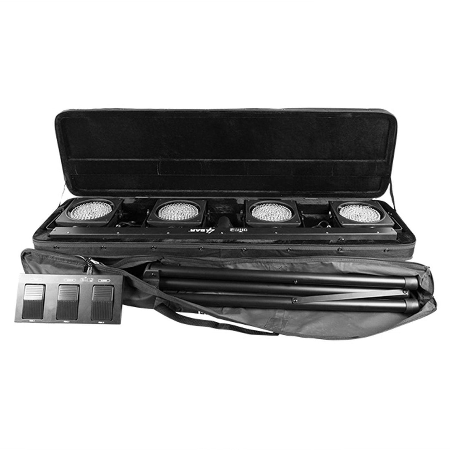 CHAUVET 4 BAR 4BAR DMX LED Stage Wash Light System w/ Case, Foot Switch & Tripod - 23916