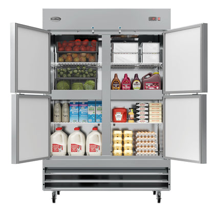 KOOLMORE 54 in. Commercial Stainless Steel Solid Half Door Reach-In Refrigerator 47 cu. ft.  - RIR-2D-SSHD