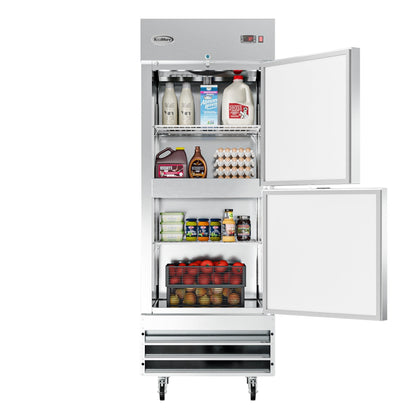 KOOLMORE 29 in. Commercial Stainless Steel Solid Half Door Reach-In Refrigerator, 23 cu. ft.  - RIR-1D-SSHD