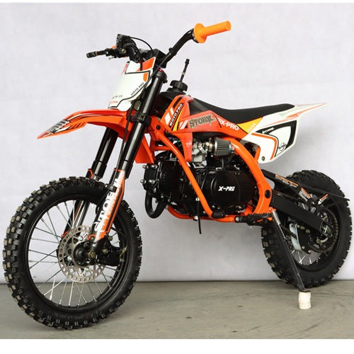 X-PRO Storm 125cc Dirt Bike with 4-speed Semi-Automatic Transmission, Kick Start! Big 14"/12" Tires! Zongshen Brand Engine - DB-X39-Black