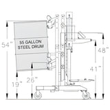 Wesco Industrial Products DM-1100-S 650 lb. / 1,100 lb. Ergonomic Hydraulic Drum Handler with Gator Grip Clamp and Scale 240155