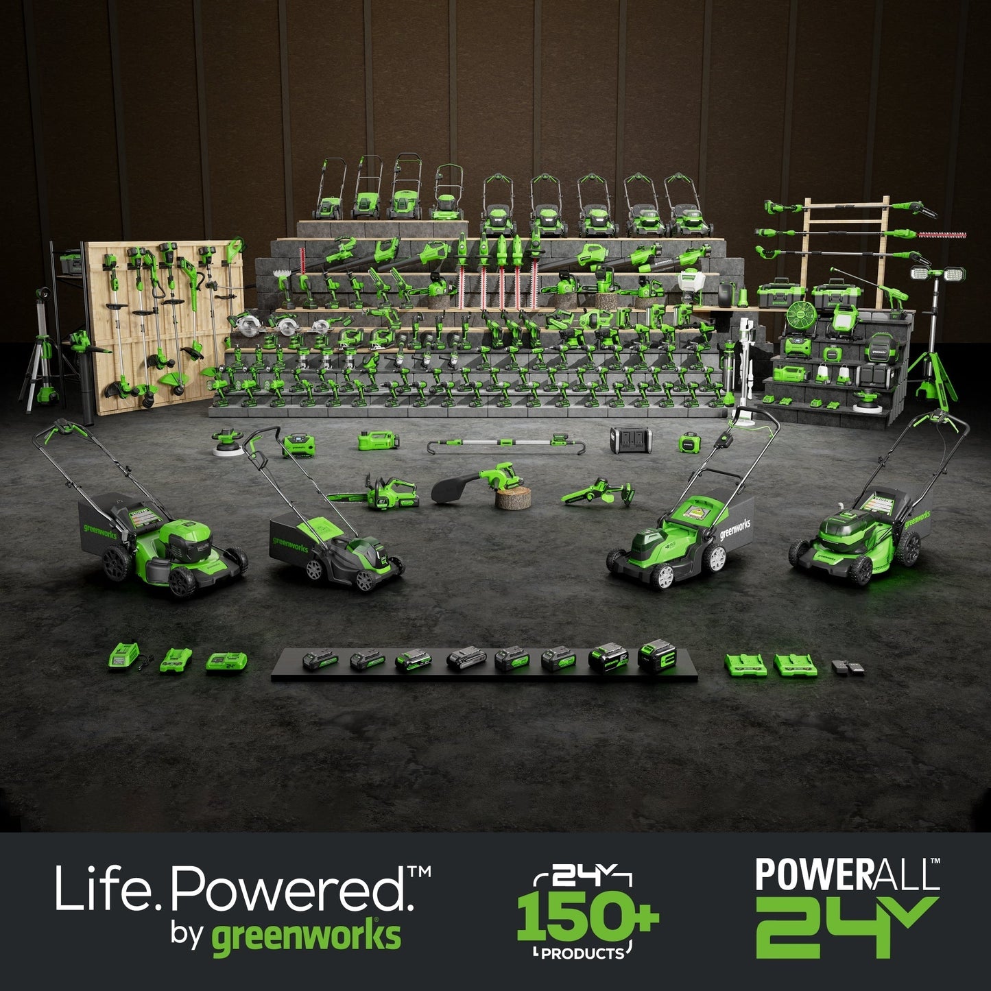 Greenworks 48V 20" Cordless Push Mower 3PC Combo Kit, (2) 4.0Ah, (1) 2.0Ah Battery, Rapid Charger - 1366302