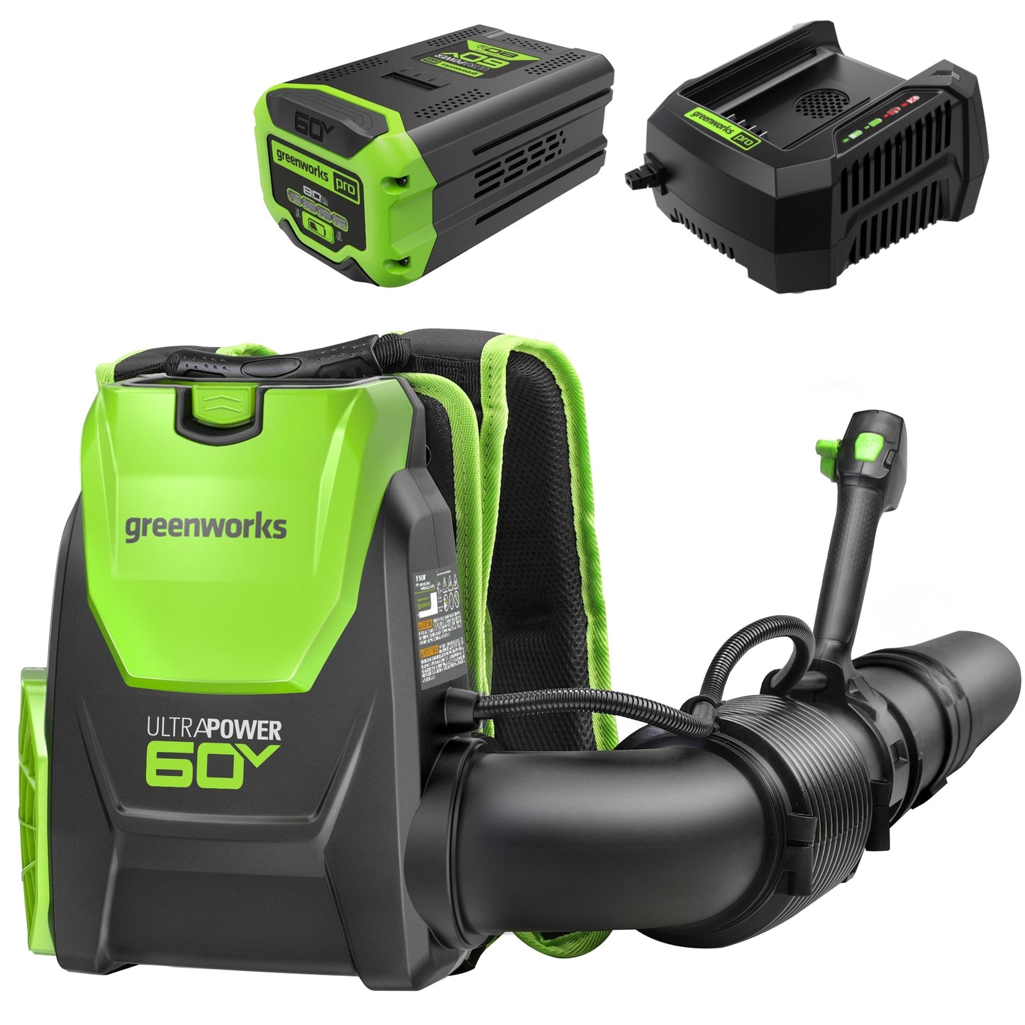 Greenworks 60V 730 CFM Cordless Battery Brushless Backpack Blower w/ 8.0Ah Battery & Charger - 2427702