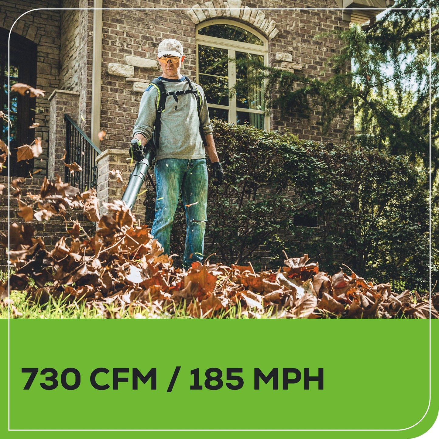 Greenworks 60V 730 CFM Cordless Battery Brushless Backpack Blower w/ 8.0Ah Battery & Charger - 2427702