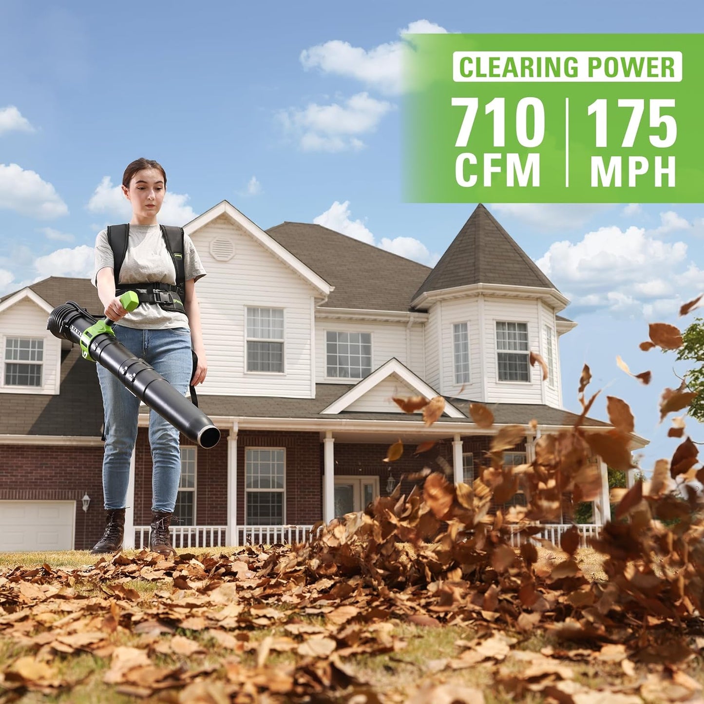 Greenworks 40V 710 CFM Cordless Battery Dual Port Backpack Blower w/ (2) 5.0Ah Battery & Charger - 2440102