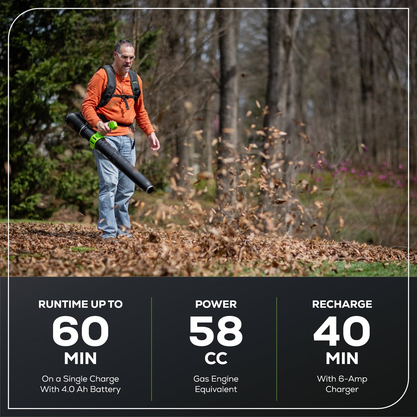 Greenworks 60V 800 CFM Cordless Battery Brushless Backpack Blower w/ 4.0Ah Battery & Charger - 2436202