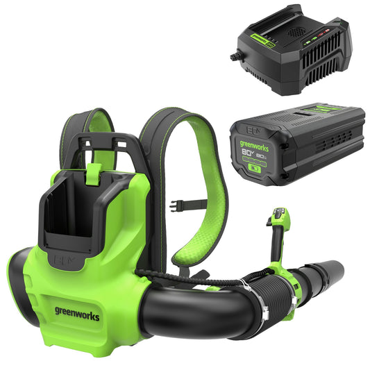 Greenworks 80V 750 CFM Cordless Battery Single Port Backpack Blower w/ 8Ah Battery & 6A Charger - 2438902