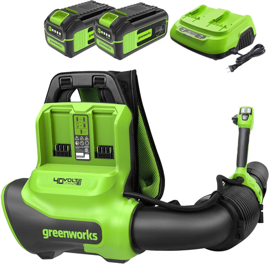 Greenworks 40V 710 CFM Cordless Battery Dual Port Backpack Blower w/ (2) 5.0Ah Battery & Charger - 2440102