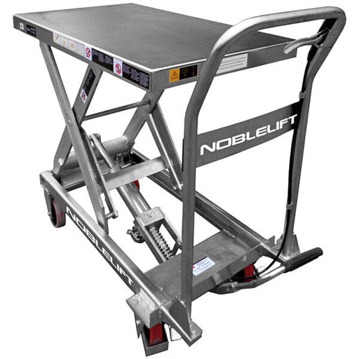 Noblelift Manual Mobile Single Stainless Steel Scissor Lift Table with 19 11/16" x 32" Platform TF110S - 1,100 lb. Capacity - Backyard Provider