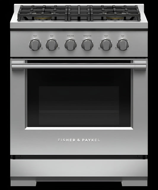 FISHER & PAYKEL RGV3304N Gas Range, 30", 4 Burners - RGV3304N-KT