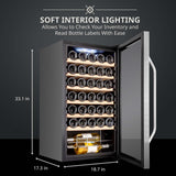 Ivation 34 Bottle Compressor Wine Refrigerator, Freestanding Wine Cooler with Lock, Stainless Steel - IVFWCC341LWSS