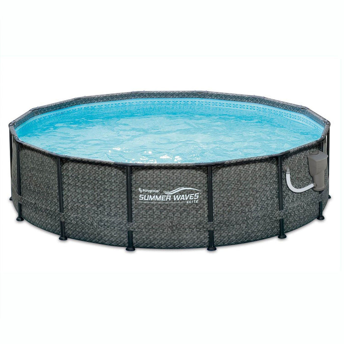 Summer Waves 14ft x 48in Outdoor Round Frame Above Ground Swimming Pool Set - 253029