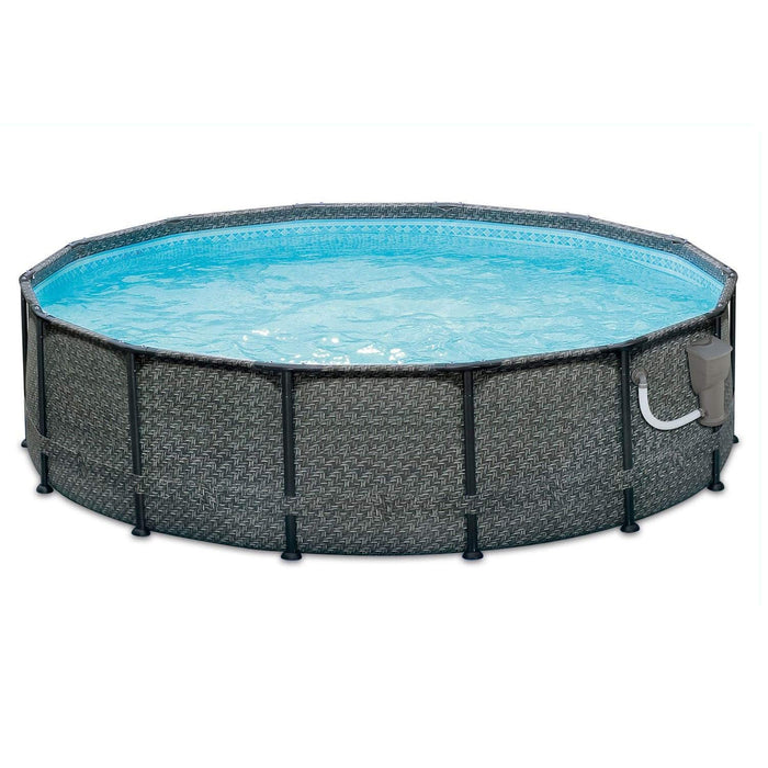 Summer Waves 14ft x 48in Outdoor Round Frame Above Ground Swimming Pool Set - 253032