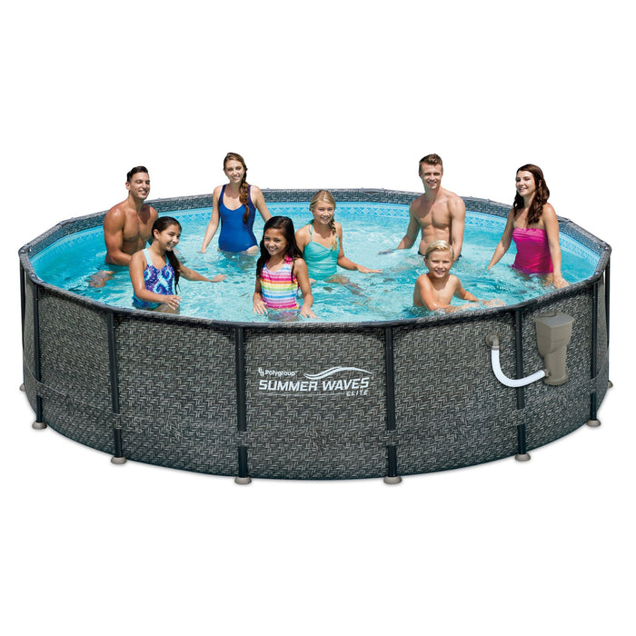 Summer Waves 14ft x 48in Outdoor Round Frame Above Ground Swimming Pool Set - 253032