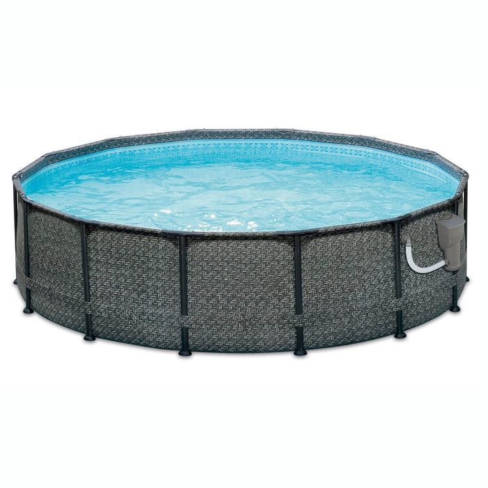 Summer Waves 14ft x 48in Outdoor Round Frame Above Ground Swimming Pool Set