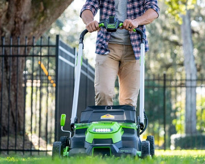 Greenworks 60V 25" Cordless Battery Self-Propelled Mower Combo Kit w/ Blower, (2) 4.0Ah Batteries and Dual Port Charger - 1350102-VK