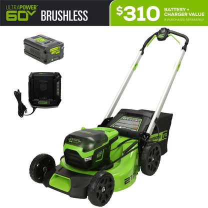 Greenworks 60V 21" Cordless Battery Push Lawn Mower w/ 5.0Ah Battery & Charger - 2531602