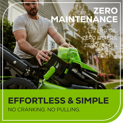 Greenworks RENEWED 80V 21" Cordless Battery 4-in-1 Self-Propelled Lawn Mower w/ 4.0Ah, 2.0Ah Battery & Rapid Charger - 2544502-OB