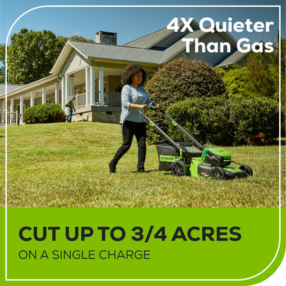 Greenworks RENEWED 80V 21" Cordless Battery 4-in-1 Self-Propelled Lawn Mower w/ 4.0Ah, 2.0Ah Battery & Rapid Charger - 2544502-OB