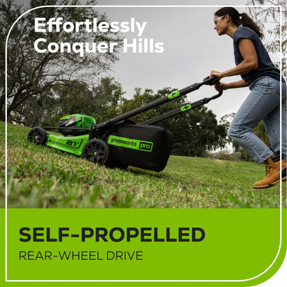 Greenworks 80V 21" Cordless Battery 4-in-1 Self-Propelled Lawn Mower w/ 4.0Ah, 2.0Ah Battery & Rapid Charger - 2544502