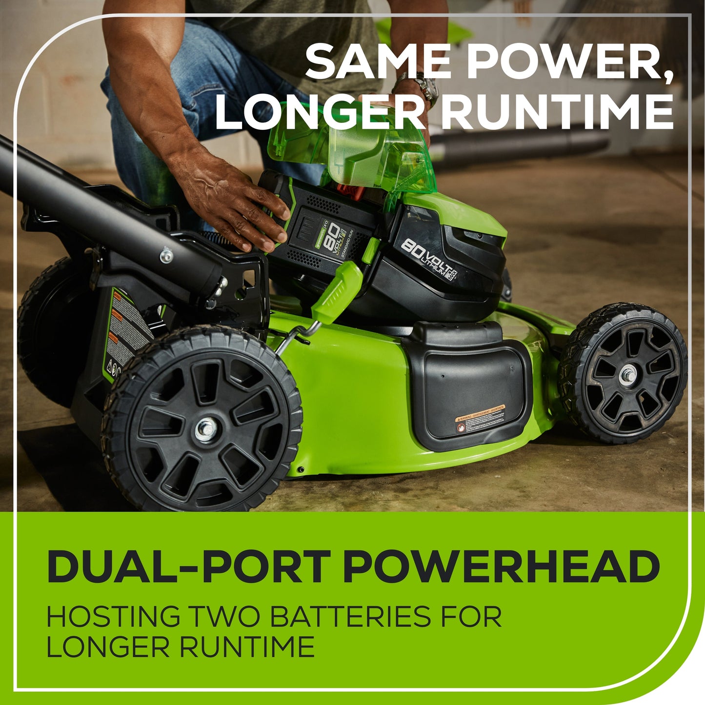 Greenworks RENEWED 80V 21" Cordless Battery 4-in-1 Self-Propelled Lawn Mower w/ 4.0Ah, 2.0Ah Battery & Rapid Charger - 2544502-OB