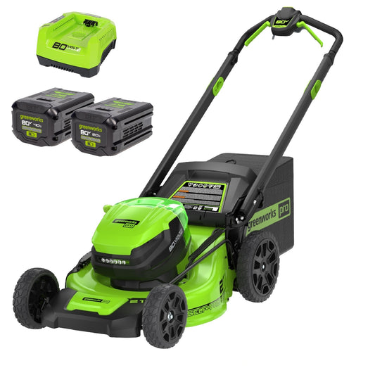 Greenworks RENEWED 80V 21" Cordless Battery 4-in-1 Self-Propelled Lawn Mower w/ 4.0Ah, 2.0Ah Battery & Rapid Charger - 2544502-OB
