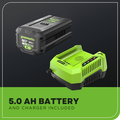 Greenworks 80V 21" Cordless Battery 4-in-1 Push Lawn Mower w/ 5.0Ah Battery & 4A Charger - 2552002