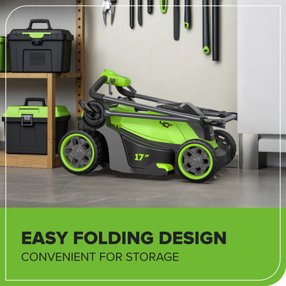 Greenworks 40V 17" Cordless Battery Brushless Push Lawn Mower w/ 4.0Ah Battery & Charger - 2552802